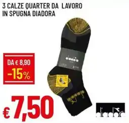 Galassia 3 calze quarter da lavoro in spugna diadora offerta