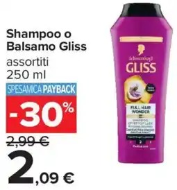 Carrefour Iper Shampoo o Balsamo Gliss offerta