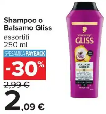 Carrefour Iper Shampoo o Balsamo Gliss offerta
