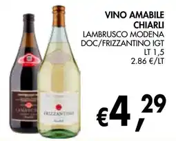 èccoMI Vino amabile chiarli lambrusco modena doc/frizzantino igt offerta