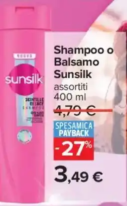 Carrefour Iper Shampoo o Balsamo Sunsilk offerta