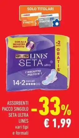 Conad Superstore Assorbenti pacco singolo seta ultra Lines offerta