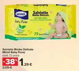 Carrefour Iper Salviette Bimbo Delicate Milmil Baby Pures offerta