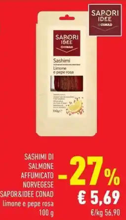 Conad Superstore Sashimi di salmone affumicato norvegese Sapor&Idee conad offerta