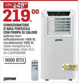 Brico OK CONDIZIONATORE D'ARIA PORTATILE CON POMPA DI CALORE ZEPHIR offerta