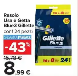 Carrefour Iper Rasoio Usa e Getta Blue3 Gillette offerta