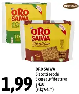 Madis ORO SAIWA Biscotti secchi 5 cereali/fibrattiva offerta