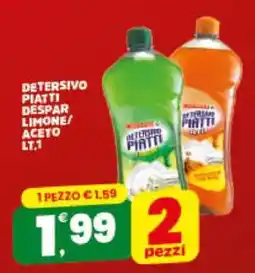 Eurospar DETERSIVO PIATTI DESPAR LIMONE/ACETO LT.1 offerta