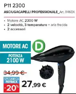 Carrefour Iper BELLISSIMA P11 2300 ASCIUGACAPELLI PROFESSIONALE Art. 11463X offerta