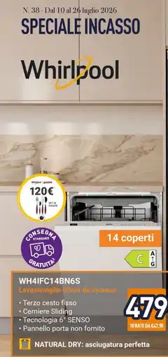 Unieuro Lavastoviglie 60cm da incasso Whirlpool offerta