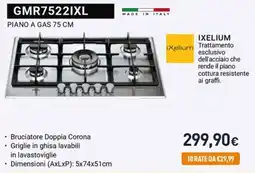 Unieuro GMR7522IXL PIANO A GAS 75 CM offerta