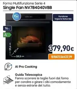 Unieuro Forno Multifunzione Serie 4 Single Fan NV7B4040VBB offerta