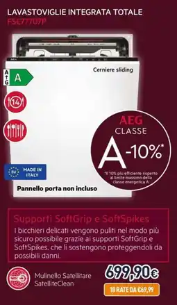 Unieuro Aeg lavastoviglie integrata totale FSE77707P offerta