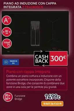 Unieuro Aeg piano ad induzione con cappa integrata TT84CB00CB offerta