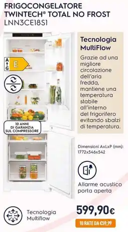 Unieuro Electrolux frigocongelatore twintech total no frost LNN3CE18S1 offerta