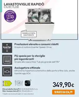Unieuro Lavastoviglie Rapido CIU3C7LOB offerta