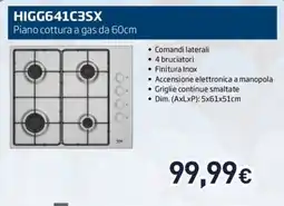 Unieuro Piano cottura a gas da 60cm offerta