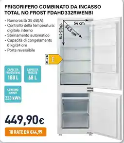 Unieuro FRIGORIFERO COMBINATO DA INCASSO TOTAL NO FROST offerta
