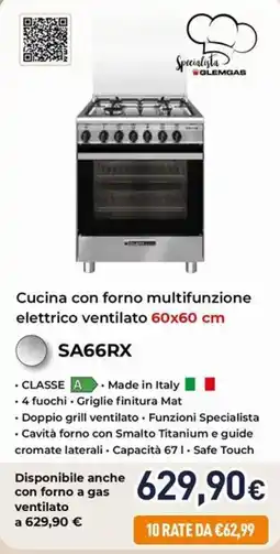 Unieuro Cucina con forno multifunzione elettrico ventilato SA66RX offerta