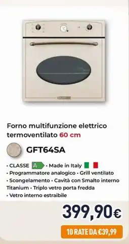 Unieuro Forno multifunzione elettrico termoventilato 60 cm GFT64SA offerta
