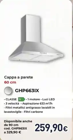 Unieuro Cappa a parete GHP663IX offerta