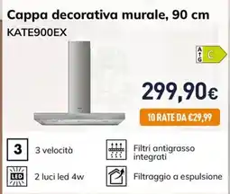 Unieuro Cappa decorativa murale, 90 cm KATE900EX offerta