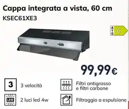 Unieuro Cappa integrata a vista, 60 cm KSEC61XE3 offerta
