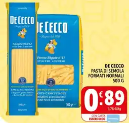 Deco Supermercati De cecco pasta di semola formati normali offerta