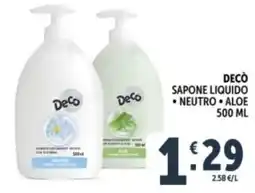 Deco Supermercati Decò Sapone Liquido • Neutro • Aloe offerta