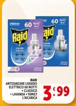 Deco Supermercati RAID ANTIZANZARE LIQUIDO ELETTRICO 60 NOTTI offerta