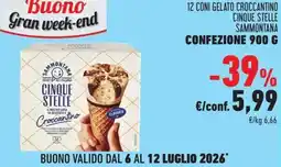 Conad Superstore 12 coni gelato croccantino cinque stelle Sammontana offerta