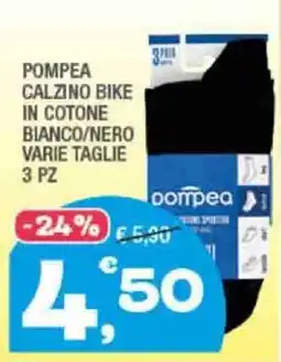Splendidi e Splendenti Pompea Calzino Bike in Cotone Bianco/Nero offerta