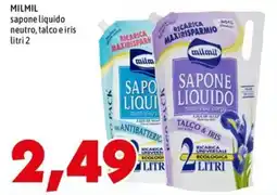 MEGA MILMIL sapone liquido talco e iris offerta