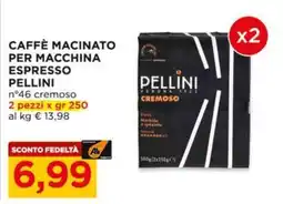 Alì Supermercati Caffè macinato per macchina espresso Pellini n°46 cremoso offerta