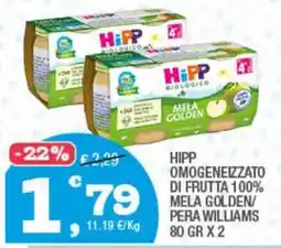Splendidi e Splendenti HIPP OMOGENEIZZATO DI FRUTTA 100% MELA GOLDEN/PERA WILLIAMS offerta