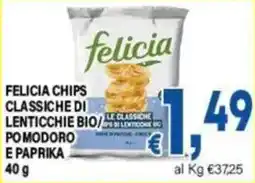 DEM Felicia Chips Classiche di Lenticchie Bio/Pomodoro e Paprika offerta