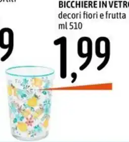 Emisfero BICCHIERE IN VETRO decori fiori e frutta offerta