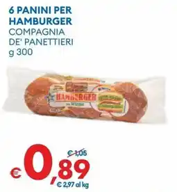MD Discount 6 PANINI PER HAMBURGER COMPAGNIA DE' PANETTIERI offerta
