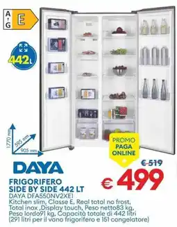 MD Discount DAYA FRIGORIFERO SIDE BY SIDE 442 LT offerta