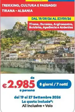 MD Discount TREKKING, CULTURA E PAESAGGI TIRANA - ALBANIA offerta