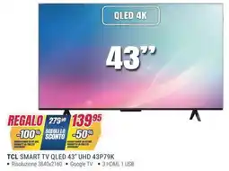 Trony TCL SMART TV QLED 43" UHD 43P79K offerta