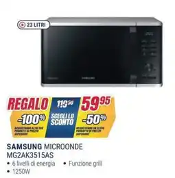 Trony SAMSUNG MICROONDE MG2AK3515AS offerta