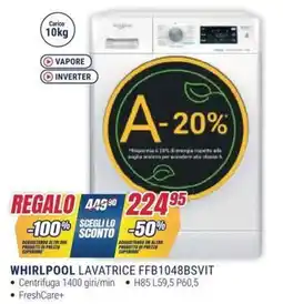Trony WHIRLPOOL LAVATRICE FFB1048BSVIT offerta