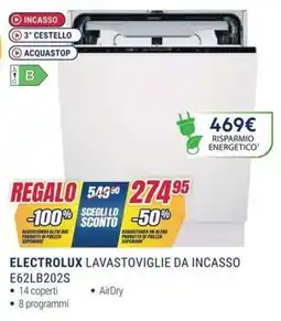 Trony ELECTROLUX LAVASTOVIGLIE DA INCASSO E62LB20S offerta