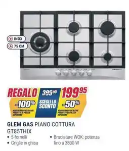 Trony GLEM GAS PIANO COTTURA GT85THIX offerta