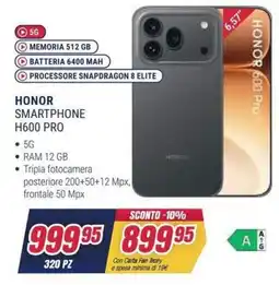 Trony HONOR SMARTPHONE H600 PRO offerta