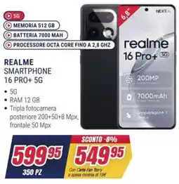 Trony Realme smartphone 16 pro+ 5G offerta