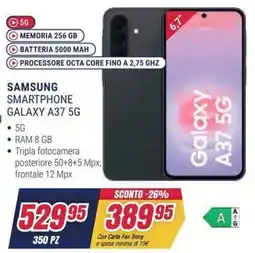 Trony Samsung smartphone galaxy A37 5G offerta