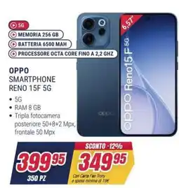 Trony Oppo smartphone reno 15F 5G offerta