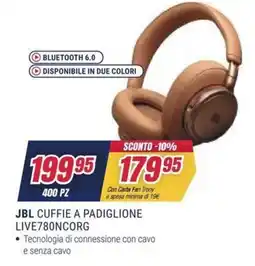 Trony JBL CUFFIE A PADIGLIONE LIVE780NCORG offerta